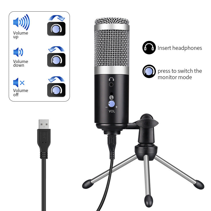 Plug & Play USB Microphone – Clear Sound Condenser Mic for PC, Laptop, and Online Meetings