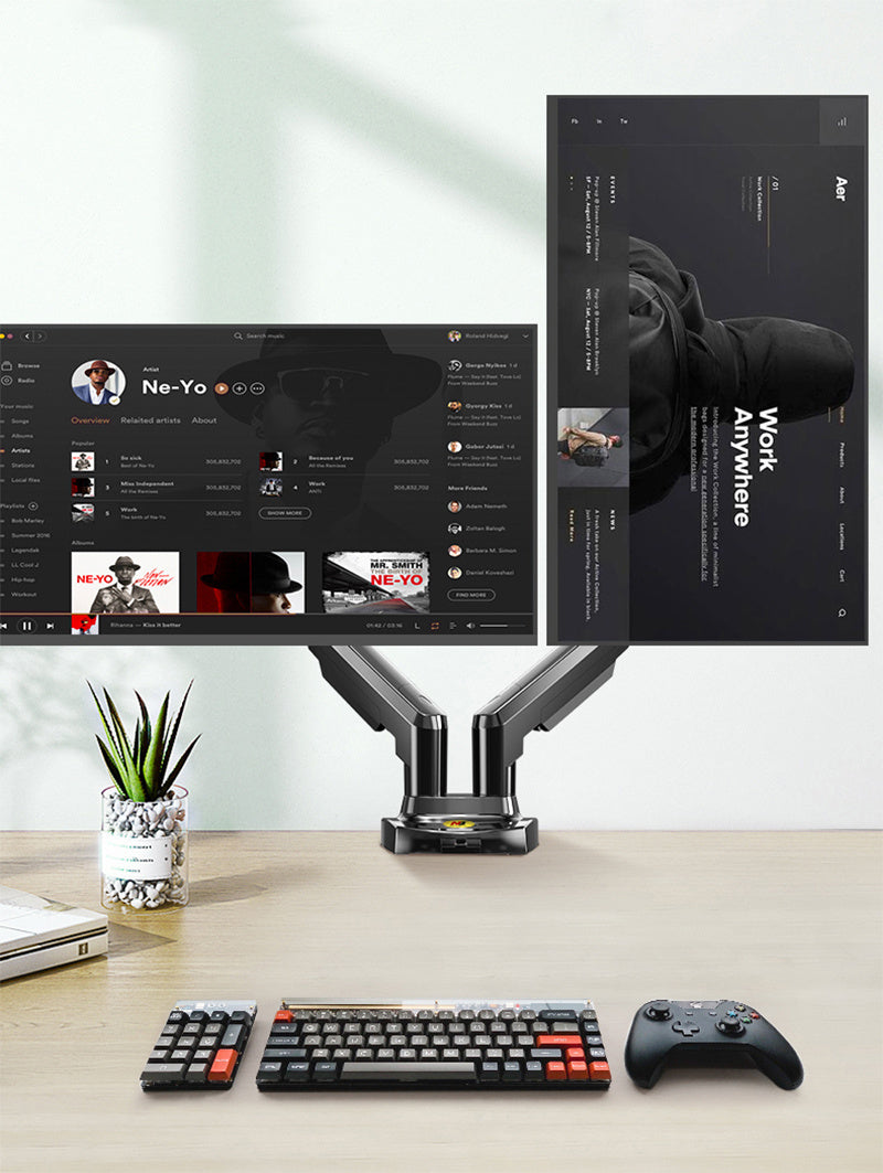 Adjustable Dual Monitor Stand – Swivel, Lift, Telescopic Base for PC & Office Desks