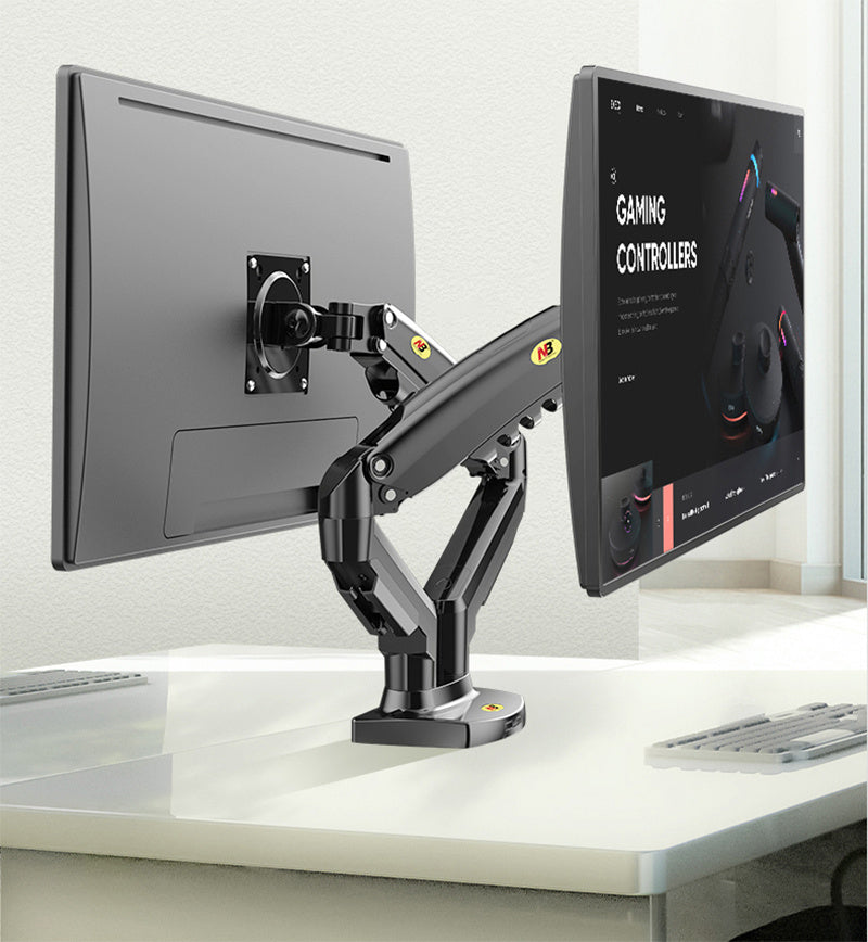 Adjustable Dual Monitor Stand – Swivel, Lift, Telescopic Base for PC & Office Desks