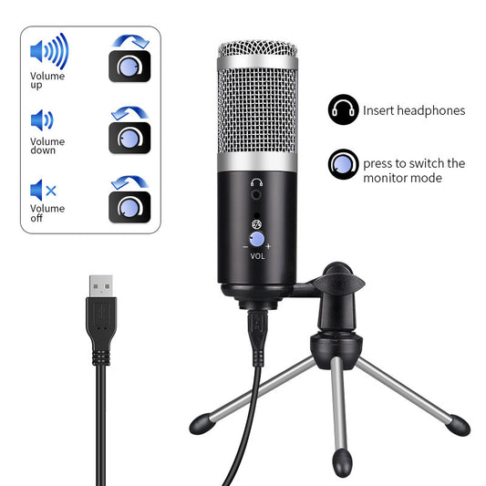 Plug & Play USB Microphone – Clear Sound Condenser Mic for PC, Laptop, and Online Meetings