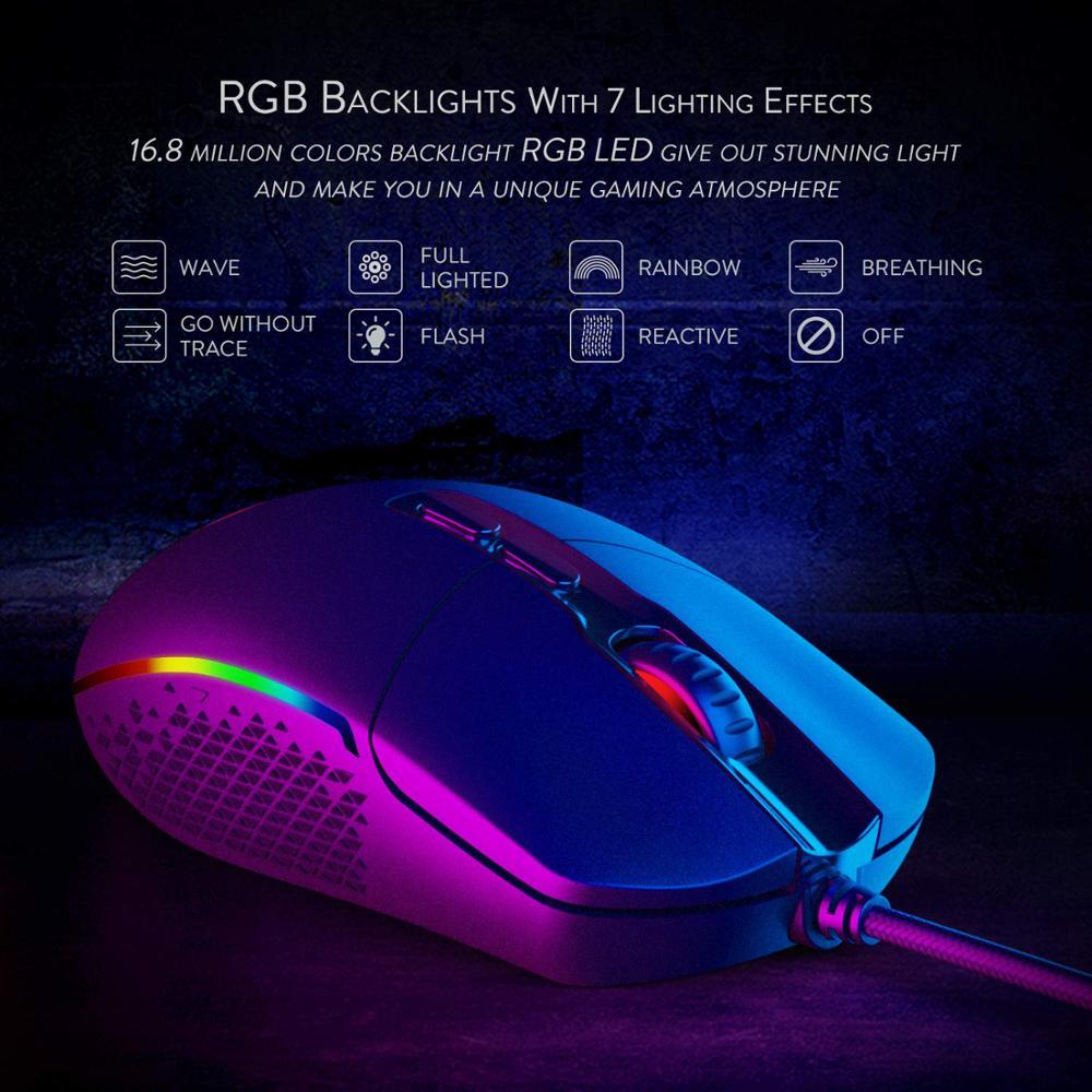 Ergonomic Gaming Mouse with RGB Lights – High Precision, Adjustable DPI, Wired/Wireless, Ideal for FPS, MOBA, MMO, and PC/Laptop Gaming