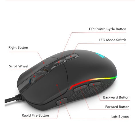 Ergonomic Gaming Mouse with RGB Lights – High Precision, Adjustable DPI, Wired/Wireless, Ideal for FPS, MOBA, MMO, and PC/Laptop Gaming
