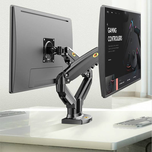 Adjustable Dual Monitor Stand – Swivel, Lift, Telescopic Base for PC & Office Desks